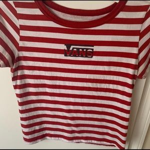 super cute red and white striped vans crop top !